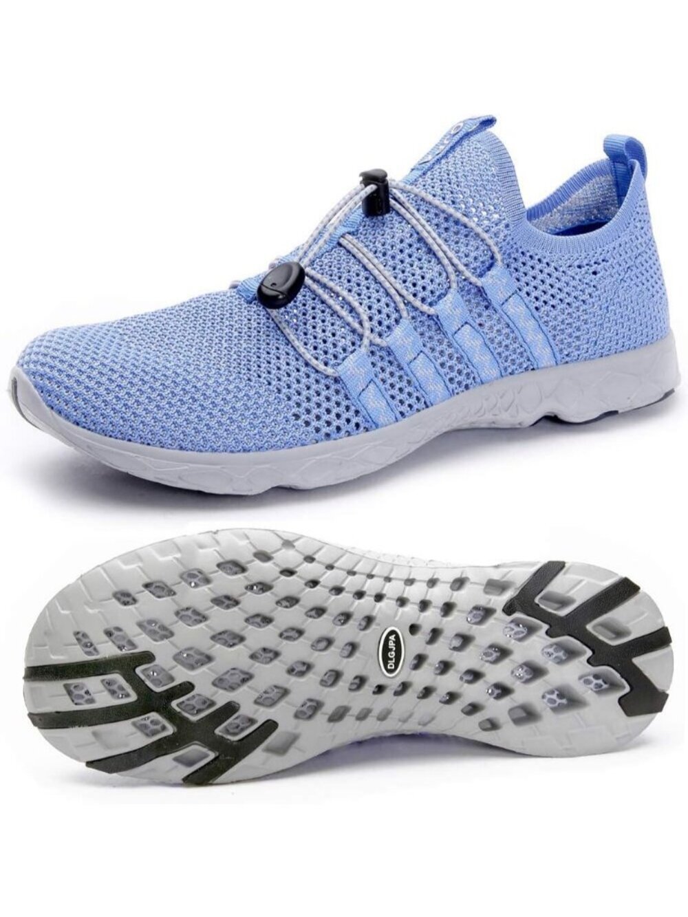 Men's Grey Blue Quick Drying Aqua Water Lace-Up Athletic Woven Walking Sneaker